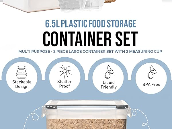 Large plastic food storage containers with lids airtight chip containers for pantry sugar container