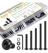 VGBUY 340Pcs M4 Screw Kit, Black M4 Screws Bolts, 25/30/35/40/45/50mm Metric Button Head Cap Scre...