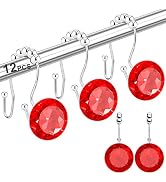 12PCS Shower Curtain Hooks Rings for Bathroom, Double Hooks Glide Anti Rust Crystal Rhinestones S...
