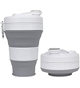UNNESTAR Collapsible Camping Cup with Straw Silicone Folding Coffee Cup Sport Bottle Portable Tra...