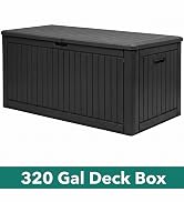 YITAHOME 260 Gallon Large Deck Box with Divider & Side Handles, Outdoor Double-Wall Storage for P...