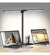 Dimmable LED Desk Lamp with USB Charging Port, 50 Lighting Modes Dual Swing Arm Architect Table L...
