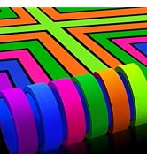 Whaline 6 Colors Neon Gaffer Cloth Tape, Fluorescent UV Blacklight Glow in The Dark Tape for UV P...