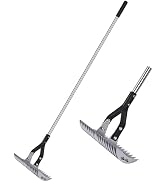 YEELOR Thatch Rake Landscaping Tools, 15 Inch Heavy Duty Garden Rake with Stainless Steel Handle,...