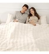 VELLUBAM Faux Rabbit Fur Bubble Heated Blanket King Size White - Fluffy Thick King Size Electric ...