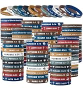 CYCLUSIVE 100 Pieces Religious Silicone Wristbands Bulk Bible Rubber Bracelets Colorful Inspirati...