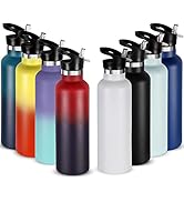 Neihepal 24oz Insulated Water Bottles Bulk 8 Pack,Stainless Steel Double Wall Sport Bottle with S...