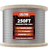 CELYND Stainless Steel Cable for Railing - 250FT 1/4