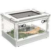 PINVNBY Plastic Reptile Feeding Box with Wheels,Reptiles Breeding Enclosure Cages Transparent Amp...
