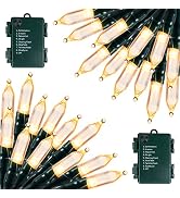 Battery Operated Christmas Lights 2 Pack 18 Feet 50 LED Clear Mini String Lights with 8 Modes Wat...