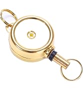 Gold Badge Holder, Zinc Alloy Carabiner Badge Reel Retractable ID Card Reel Badge Holder Keychain...