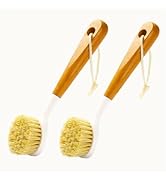 JouiiSiYa Wooden Dish Brush, Natural Bristle Dish Brushes with Handle, Wooden Handle Soft Scrubbe...