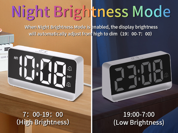 Night Mode automatically dims the brightness to help you sleep soundly through the night.