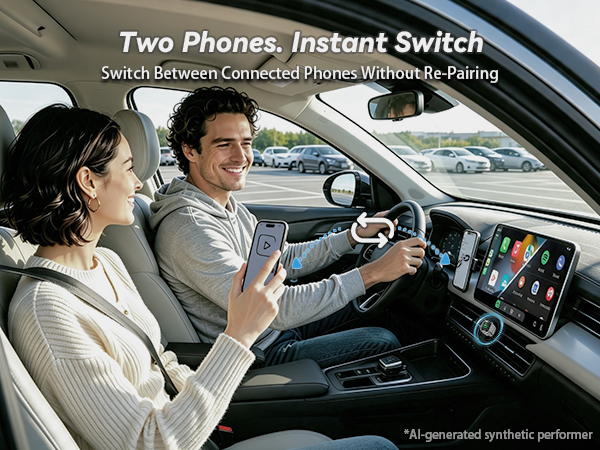 Wireless CarPlay & Android Auto adapter with Siri, Google Assistant and OEM controls