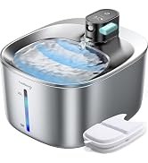 FEELNEEDY Wireless Cat Water Fountain Stainless Steel with Sensor, 4000mAh Battery Operated, 4L/1...