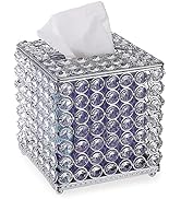 Sumnacon Crystal Square Tissue Box Cover - Decorative Tissue Box Holder, Sparkling Cube Tissue Ho...