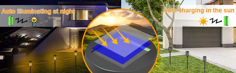 solar flame pathway torch light
