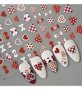 Love Heart Nail Stickers Decals Red White Nail Stickers for Nails Art Self Adhesive Nail Decals B...