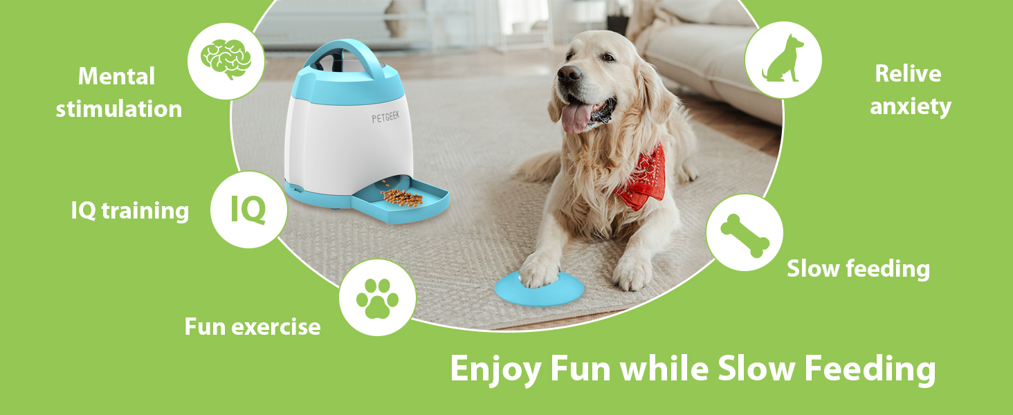 dog toy, dog treat automatic treat dispenser