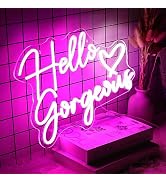 Neonawall Hello Gorgeous Neon Sign for Wedding, Led Neon Light Sign for Bedroom Room Decor Birthd...