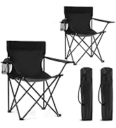 2 Pack Portable Camping Chairs Folding Lawn Chair Outdoor Lightweight Beach Chair with Cup Holder...