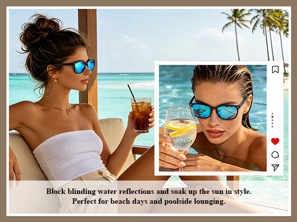 Block blinding water reflections and soak up the sun in style. Perfect for beach days and poolside