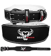 BEAST RAGE Weight Lifting Belt Leather Heavy Duty Gym Body Building Workout Training Weight Lifti...
