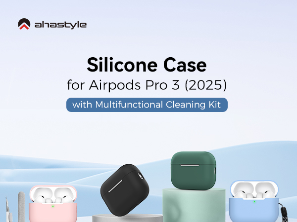 AirPods Pro 3 Case Cover (2025) with Cleaning Kit Soft Silicone AirPods Pro 3rd Generation Case