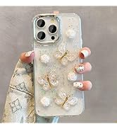UEEBAI Case for iPhone 13 Pro, Clear Soft Pretty Cute Glitter Bling 3D Butterfly TPU Phone Case S...