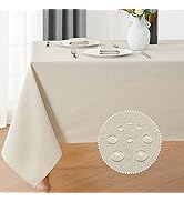 Veblandy Rectangle 4 Feet Tablecloth 52x70 inch Linen Textured Table Cloth Stain and Wrinkle Resi...