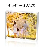 Sezanrpt Acrylic 4x4 Square Picture Frame, Magnetic Acrylic Picture Frames for 4x4 or 3x3 Picture...