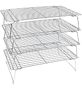 KITCHENATICS 4-Tier Stackable Cooling Racks for Baking, 100% Stainless Steel Wire Rack, Oven Safe...