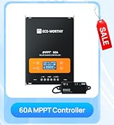 ECO-WORTHY 60A MPPT Solar Charge Controller with Bluetooth&WiFi, Max PV Input 150V,12/24/36/48V S...