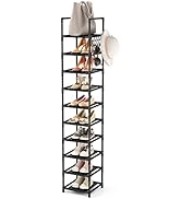 LANTEFUL Tall Narrow Shoe Rack for Entryway, 10-Tier Sturdy Metal Shoe Shelf Storage 10-15 Pairs ...