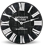 NIKKY HOME 12" Farmhouse Wood Wall Clock Battery Operated Silent Non Ticking Rustic Outdoor Woode...