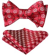 HISDERN Christmas Bow Ties for Men Xmas Self-tied Bowties and Pocket Square Set Festival Woven Bo...