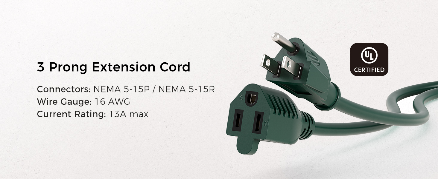 16 AWG Heavy Duty Power Extension Cord