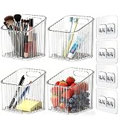 Tatibana 4 Pack Acrylic Wall Mounted Storage Racks, Stackable Cabinet Door Storage Containers For...