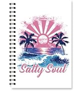 Wxiben Summer Beach Spiral Notebook - Ocean Sunset Notebook Journal Coastal Palm Tree Hardcover N...
