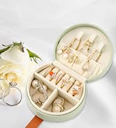 Neveika Portable Travel Mini Jewelry Box Small Jewelry Case Top Handle Jewelry Case Leather Jewel...