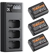 K&F CONCEPT 3-Pack NP-FW50 Battery & 3-Slot Charger for Sony Alpha | Compatible with Sony A6400 A...