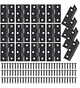 Performore 16 Pack of 1.75 x 1.25 Inch Hinges, 6-Hole Square Corners Black Stainless Steel Hinges...