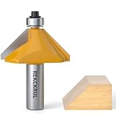 REKCKRUL 45 Degree Chamfer Router Bit with Bearing, 1/2 Inch Shank, 3/4 Inch Cutting Length, Carb...