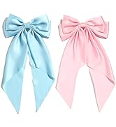 SUSULU Hair Clip, Pink and Blue Big Satin Bow for Women and Girls, Double Layer Bow Barrette Hair...