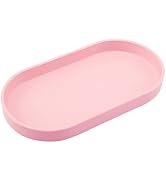 VCREATC Pink Small Tray (10 inch), Oval Tray for Bathtub Bathroom Vanity Items, Countertop Organi...