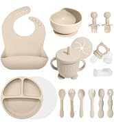 Catvegue Silicone Baby Feeding Utensils Set for 6+ Months, 17 Pcs, Beige | Baby Led Weaning Suppl...