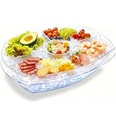 Ice Serving Tray for Parties, Chilled Serving Platter Dish with 4 Compartments, 15" Fruit Ice Ser...