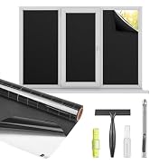 Kromapolis Blackout Window Privacy Film Total Light Blocking Room Darkening Window Covering, Remo...