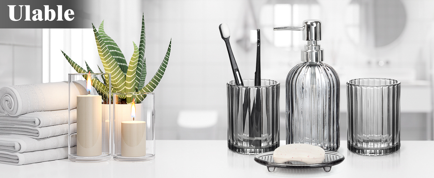 4PCS Decent Glass Bathroom Accessories Set