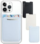 Phone Wallet Stick on,3Pack Phone Card Holder for Phone Case, Leather Credit Card Sticky Wallet D...
